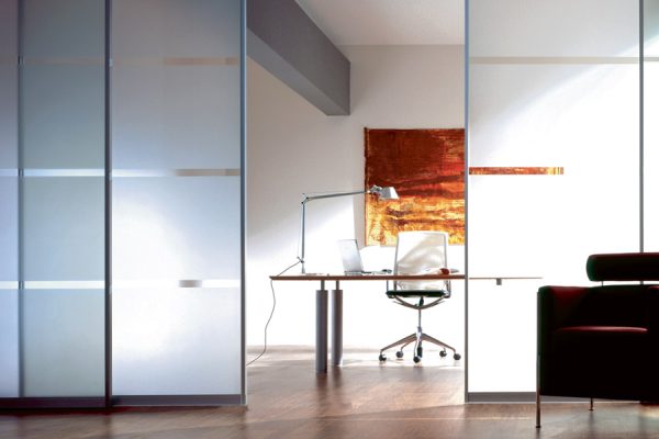 Sliding door system in home office setup