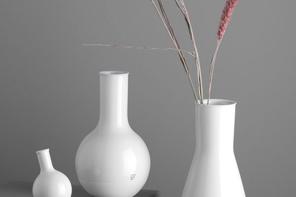 Three KPM Berlin porcelain vases in minimalist white design