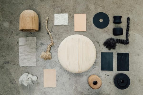 Creative layout of individual wooden table components – NIROH minimalist design concept