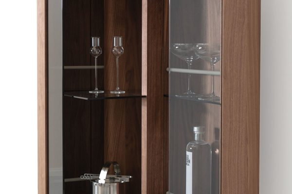 Rodam highboard cabinet with glass doors in warm wood tone